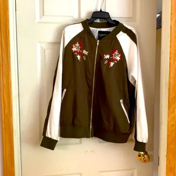 Forever 21 Jackets Coats Forever Green White Floral